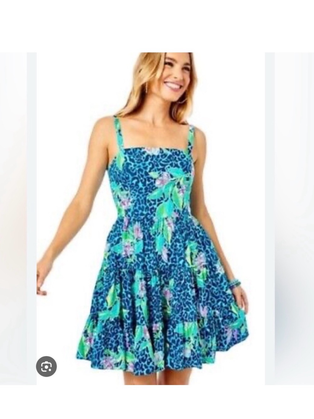 Lilly Pulitzer Blue Green Floral Leopard Print Mini Dress